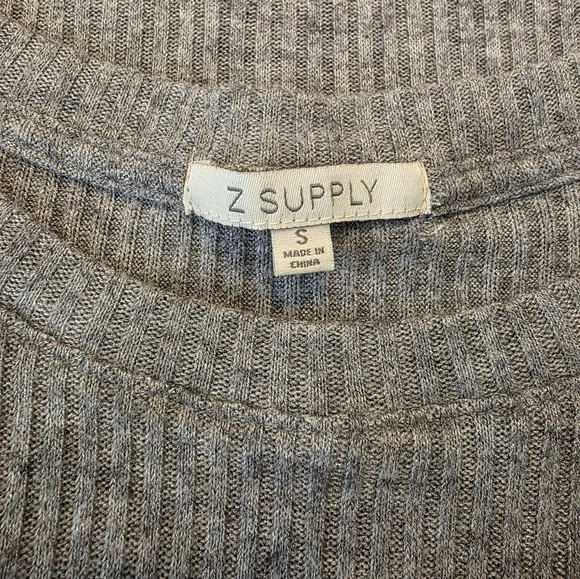 Z Supply Gray Ribbed Crop Tank Top Size Small - Picture 3 of 4